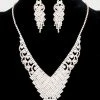 Emprada Accessories Rhinestone Rose Gold Pave Necklace & Earrings Set