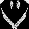 Emprada Rhinestone Silver Pave Necklace & Earrings Set Accessories