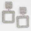 Emprada Square Silver Rhinestone Earrings Accessories