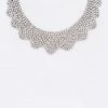 Emprada Accessories Rhinestone Silver Scallop Collar Necklace & Earrings Set