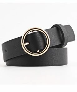 Emprada Basic Black Gold O Ring Buckle Belt Accessories