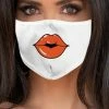 Emprada Lips Orange White Women's Reusable Face Mask