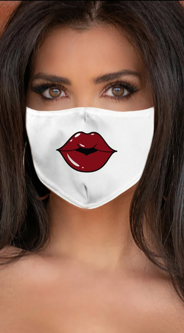 Emprada Lips Dark Red White Women's Reusable Face Mask Masks 1 Emprada Lips Dark Red White Women's Reusable Face Mask Masks