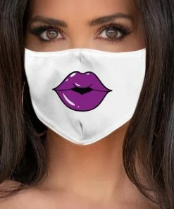 Emprada Masks Lips Purple White Women's Reusable Face Mask