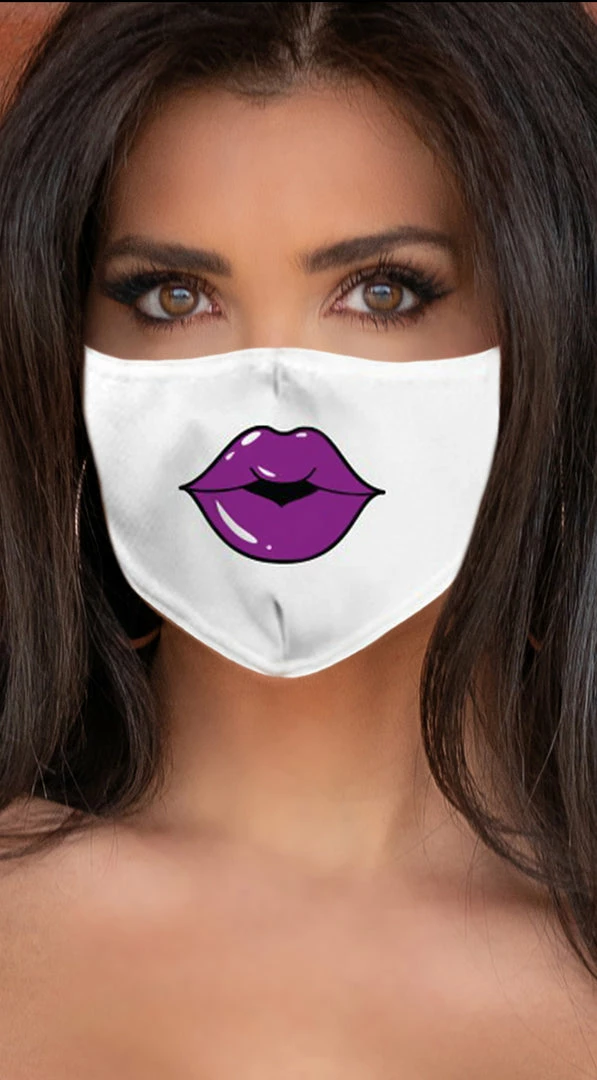 Emprada Masks Lips Purple White Women's Reusable Face Mask 1 Emprada Masks Lips Purple White Women's Reusable Face Mask