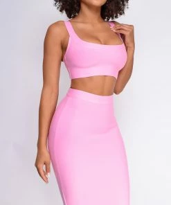 Emprada Milly Pink Bandage Top And Skirt Set