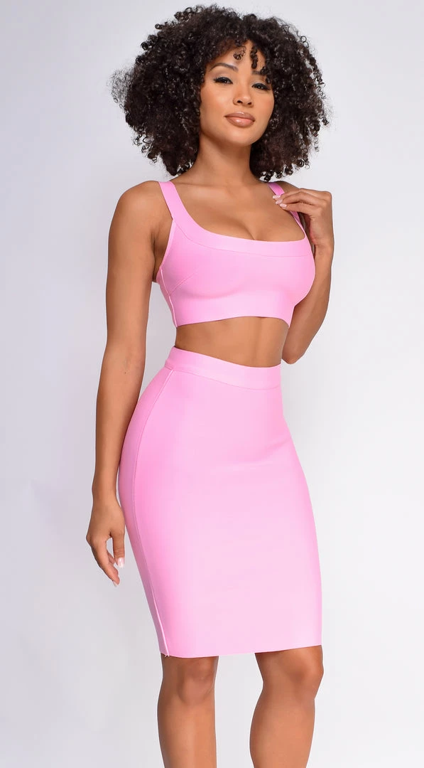 Emprada Milly Pink Bandage Top And Skirt Set 1 Emprada Milly Pink Bandage Top And Skirt Set