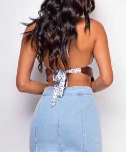 Emprada Elisa Brown White Scarf Top Tops