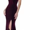 Emprada Perza Burgundy Off Shoulder Velvet Gown Dress