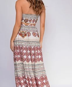 Emprada Dresses Palm Springs White Boho Print Top And Skirt Set