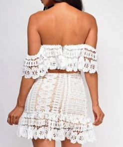 Emprada Dresses Capsian White Crochet Lace Set
