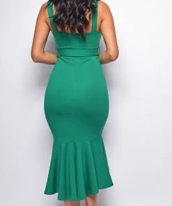 Emprada Reynosa Green Ruffle Dress Dresses