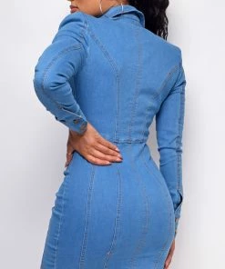 Emprada Rosable Light Blue Denim Dress