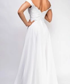 Emprada Fae Off White Shoulder Lace Detail Bridal Gown Dress
