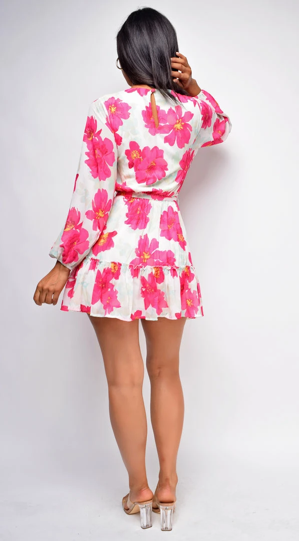 Emprada Nadia White Pink Floral Print Dress 3 Emprada Nadia White Pink Floral Print Dress