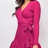 Emprada Lane Magenta Purple Ribbed Dress