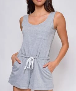 Emprada Chaya Grey Pocket Sleeveless Romper Loungewear