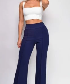 Emprada Ellery Navy Blue High Waist Flare Pants