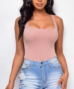 Emprada Juliana Dusty Pink Square Neck Bodysuit