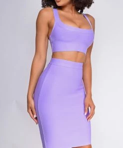 Emprada Dresses Milly Lavender Purple Bandage Top And Skirt Set
