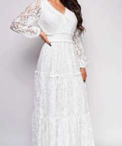 Emprada Havana White Surplice Neck Maxi Dress