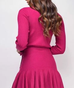 Emprada Lane Magenta Purple Ribbed Dress 5 Emprada Lane Magenta Purple Ribbed Dress