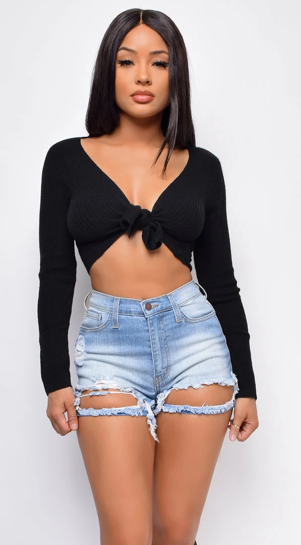 Emprada Gabriella Black Front Tie Top Tops 1 Emprada Gabriella Black Front Tie Top Tops