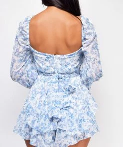 Emprada Temptation Blue Floral Romper