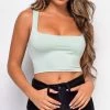 Emprada Tops Estee Green Square Neck Crop Top