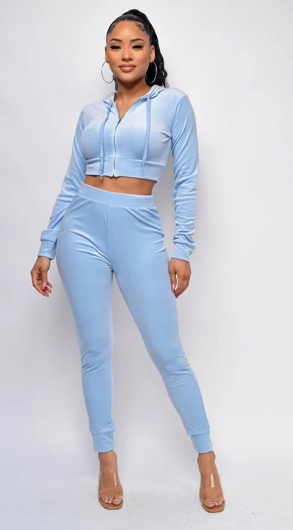 Emprada Simple Days Blue Velour Jacket And Jogger Set 1 Emprada Simple Days Blue Velour Jacket And Jogger Set