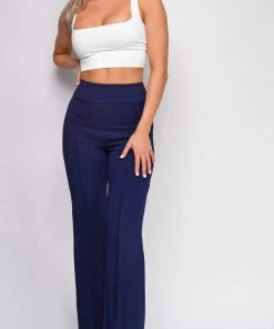 Emprada Ellery Navy Blue High Waist Flare Pants