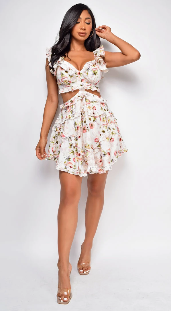 Emprada Dresses Camberly White Floral Cut Out Dress 1 Emprada Dresses Camberly White Floral Cut Out Dress