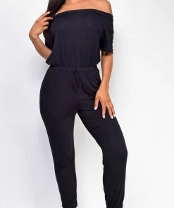 Emprada Downtown Black Off Shoulder Jumpsuit