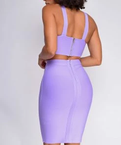 Emprada Dresses Milly Lavender Purple Bandage Top And Skirt Set
