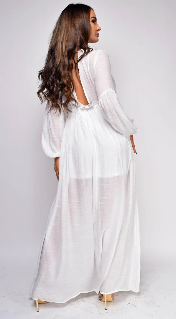 Emprada Dresses Pirae White Button Down Maxi Dress 4 Emprada Dresses Pirae White Button Down Maxi Dress