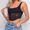 Emprada Janice Black Mesh Corset Top Tops