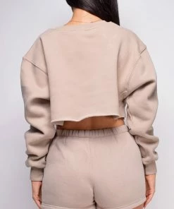 Emprada Cozy Up Beige High Waist Shorts & Crop Sweater Lounge Set 7 Emprada Cozy Up Beige High Waist Shorts & Crop Sweater Lounge Set