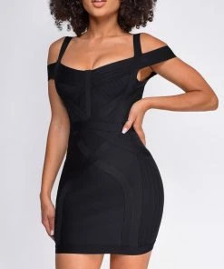 Emprada Kiera Black Bandage Dress