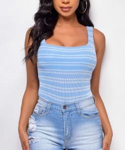 Emprada Milana Blue White Stripe Bodysuit