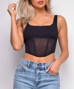 Emprada Janice Black Mesh Corset Top Tops 8 Emprada Janice Black Mesh Corset Top Tops