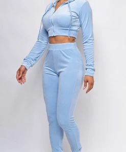 Emprada Simple Days Blue Velour Jacket And Jogger Set