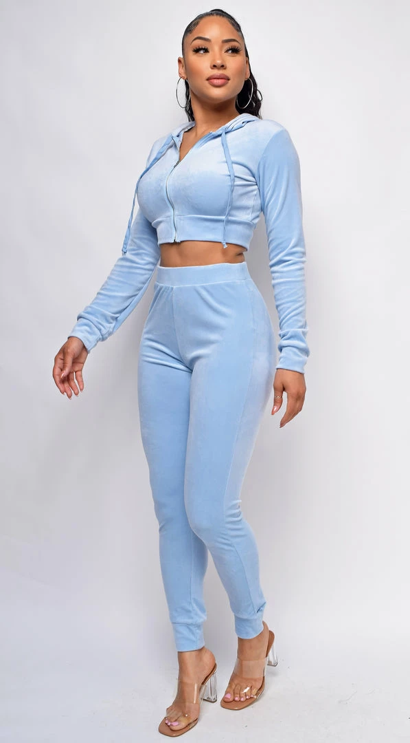 Emprada Simple Days Blue Velour Jacket And Jogger Set 2 Emprada Simple Days Blue Velour Jacket And Jogger Set