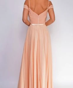Emprada Kinsley Champagne Beige Pleated Maxi Dress Dresses