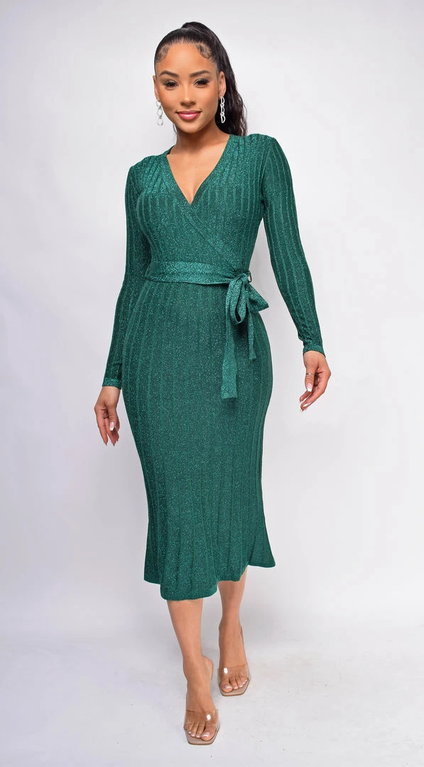 Emprada Dresses Payne Green Lurex Sparkle Ribbed Sweater Dress 1 Emprada Dresses Payne Green Lurex Sparkle Ribbed Sweater Dress