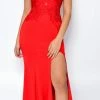 Emprada Jaylah Red Lace Slit Gown Maxi Dresses