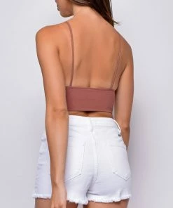 Emprada Luca Cocoa Brown Seamless Ribbed Spaghetti Strap Brami Tops 5 Emprada Luca Cocoa Brown Seamless Ribbed Spaghetti Strap Brami Tops