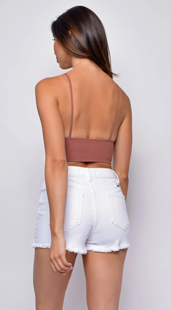 Emprada Luca Cocoa Brown Seamless Ribbed Spaghetti Strap Brami Tops 3 Emprada Luca Cocoa Brown Seamless Ribbed Spaghetti Strap Brami Tops