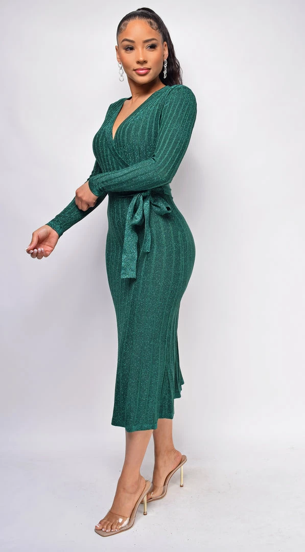 Emprada Dresses Payne Green Lurex Sparkle Ribbed Sweater Dress 2 Emprada Dresses Payne Green Lurex Sparkle Ribbed Sweater Dress