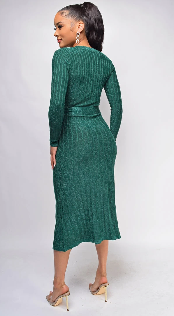 Emprada Dresses Payne Green Lurex Sparkle Ribbed Sweater Dress 3 Emprada Dresses Payne Green Lurex Sparkle Ribbed Sweater Dress