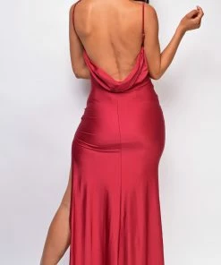 Emprada Bryn Red Drape Low Back Gown